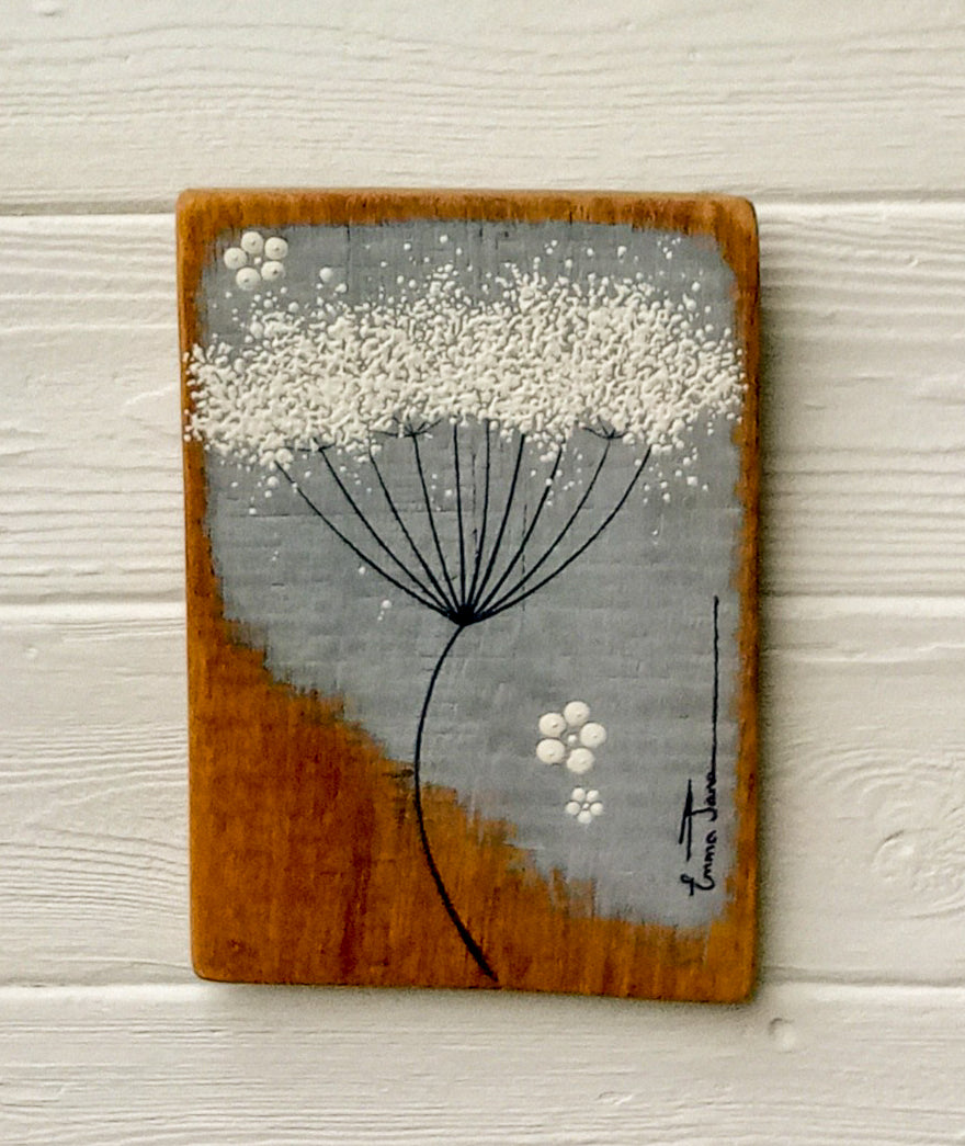 Small Cow Parsley Soft Grey Blue Reclaimed Wood