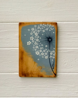 Small Wild Flower Grey Blue Reclaimed Wood