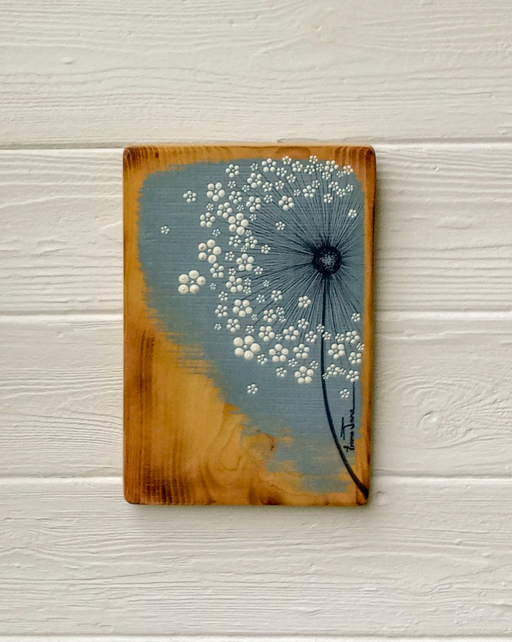 Small Wild Flower Grey Blue Reclaimed Wood