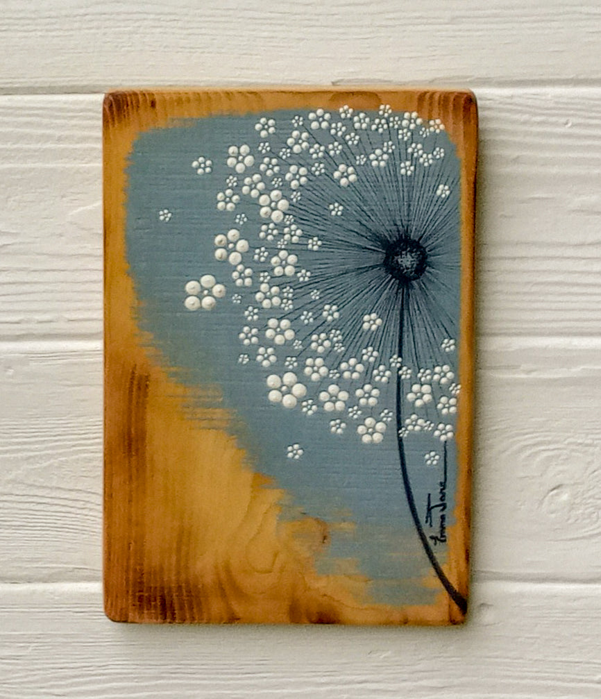 Small Wild Flower Grey Blue Reclaimed Wood