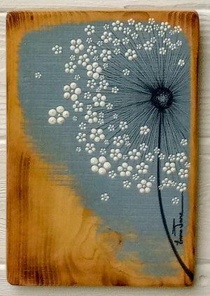 Small Wild Flower Grey Blue Reclaimed Wood