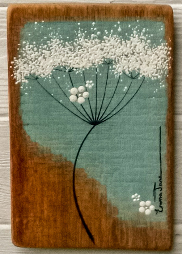 Small Cow Parsley Soft Grey Blue Reclaimed Wood