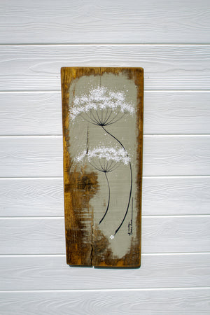 Large Cow Parsley Fine Flower Head Taupe Reclaimed Wood