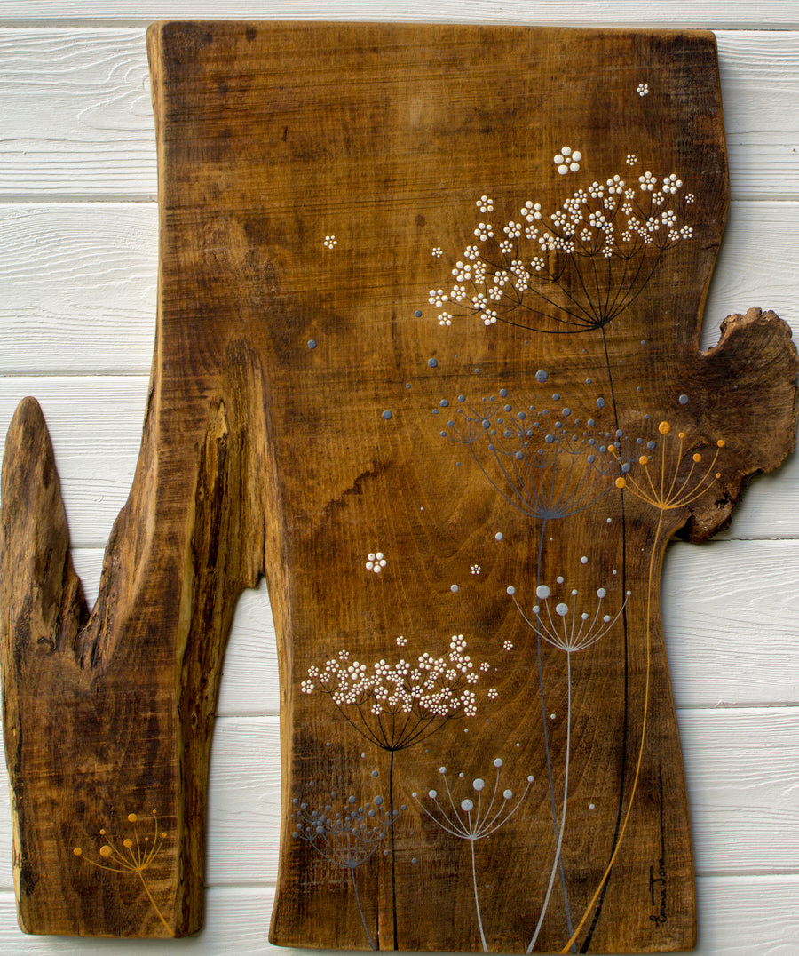 X.L Mixed Cow Parsley Heads Natural Reclaimed Wood