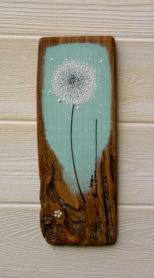 Small Dandelion soft duck egg blue reclaimed wood