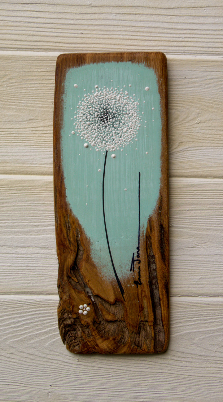 Small Dandelion soft duck egg blue reclaimed wood