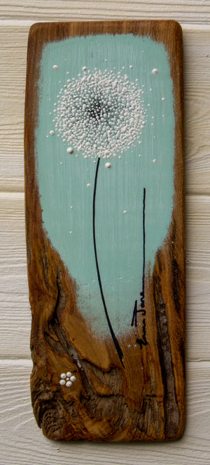 Small Dandelion soft duck egg blue reclaimed wood