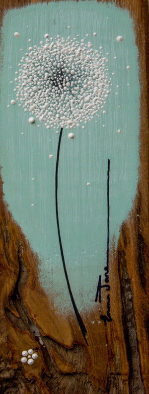 Small Dandelion soft duck egg blue reclaimed wood