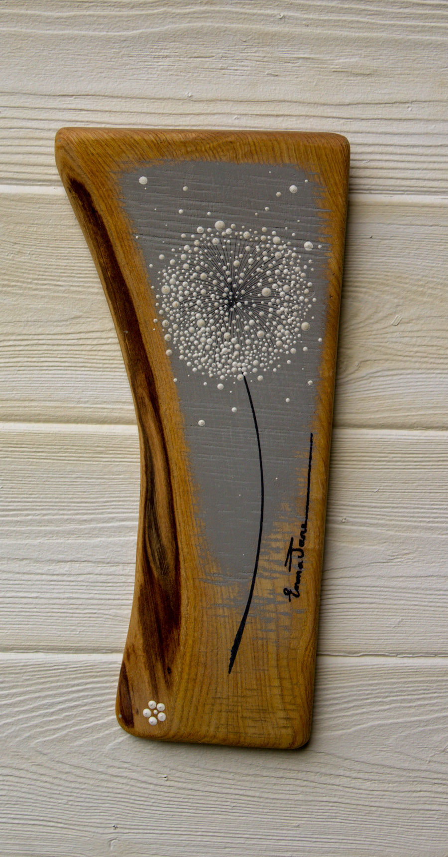 Small Dandelion soft grey live edge wood