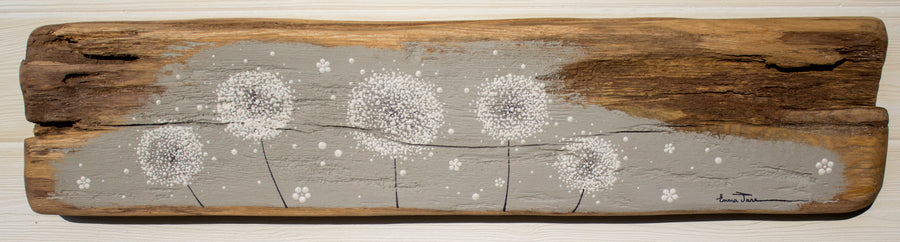 X.L Dandelion Flower Heads Soft Dove Grey Reclaimed Oak Beam