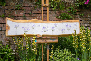 XXL Agapanthus white live edge wood painting