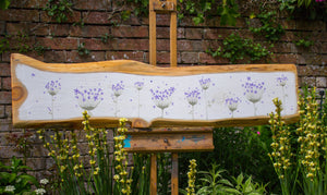 XXL Agapanthus white live edge wood painting outside