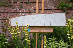 X.L Hedge Bedstraw sage green live edge wood painting